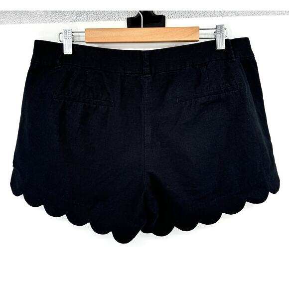 J By J.CREW Shorts Womens Size 14 Black Flat Front Scalloped Linen Cotton Blend - Picture 4 of 8